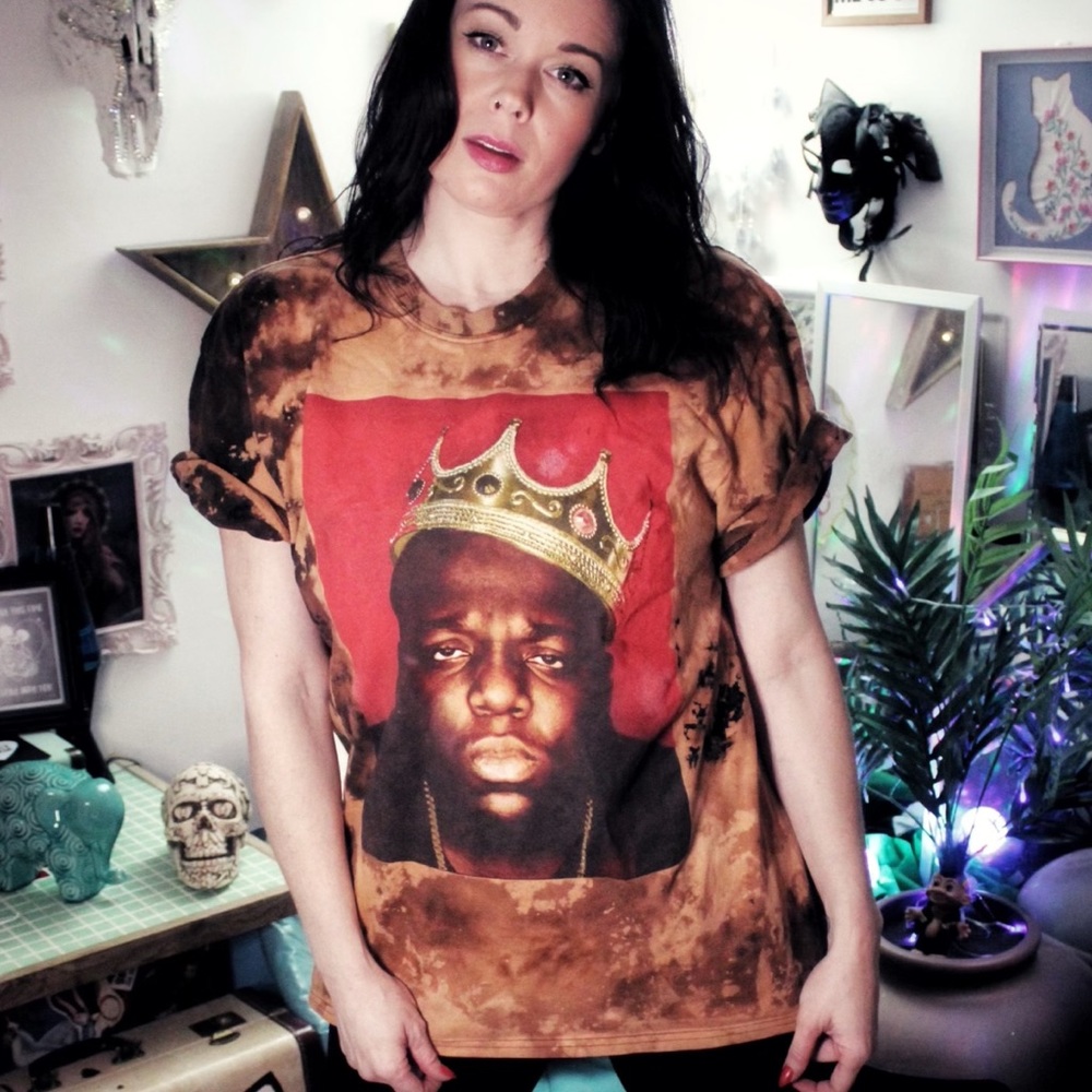 Upcycled Notorious B.I.G. Biggie bleached t-shirt